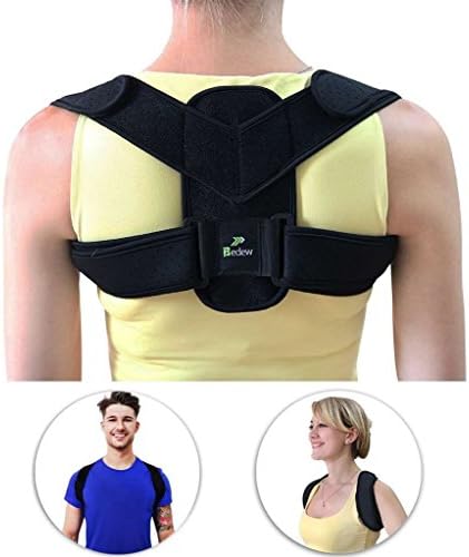BEDEW Adjustable &amp; Easy To Wear Shoulder Posture Corrector With Advanced PP Strip. Improve Your Bad Posture, Upper Back, Shoulder Alignments. Clavicle Support Brace For MEN/WOMEN(SML(S)-REG , Black)