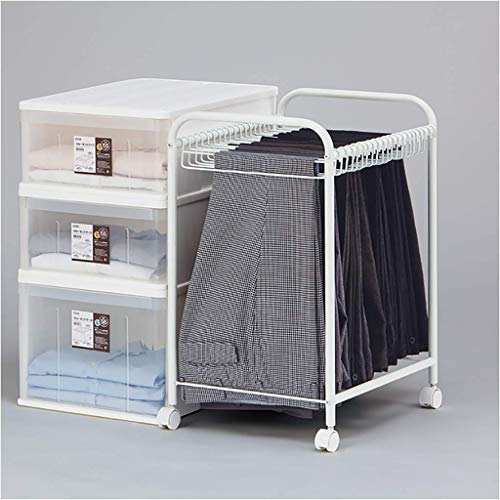 Preisvergleich Produktbild KISlink Weißes bewegliches Hosengestell, Handtuchhalter mit Lenkrollen, Kleiderbügel für Garderobe (20 Paare) (Größe: 43 * 74 * 80cm)