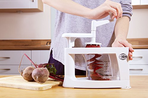 ICO ICO017 8–1 Profi Spiralschneider mit Mandoline, Käsereibe, und Saftpresse, Kunststoff, weiß, 24.8 x 21.6 x 14.6 cm