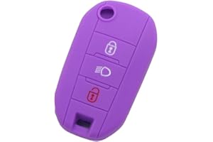BROVACS Funda protectora de silicona compatible con Peugeot Citroen con mando a distancia de 3 botones con símbolo de luz CV9306, color morado