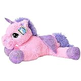 unicornio peluche ojos grandes Peluche caballo de juguete unicornio con elementos decorativos como alas de color púrpura y cascos en un gran diseño