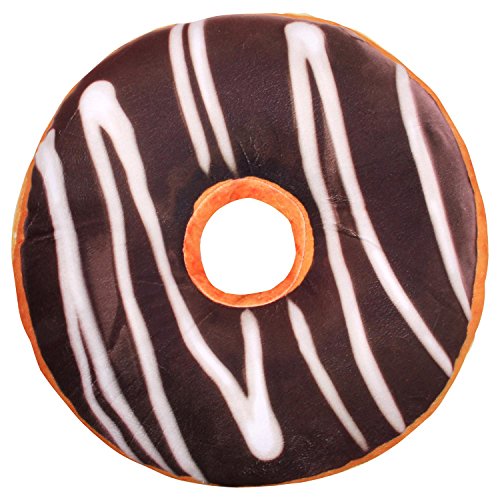 Kissen Donut Kissen Donutkissen Deko Kissen Dekokissen Sitzkissen Kuschelkissen Doughnut ca. 40 cm rund (Schoko) - 2