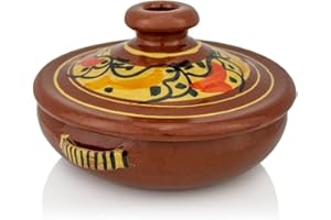 Saharashop Tajine Marocchina Gamila Piccola smaltata per 12 persone, Ø 23 cm, Tajin, giorni, pentola da giardino per cucinare, pentola, stufato, alta qualità, adatta a tutti i piani cottura e forno,