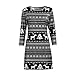 Produktbild Weihnachten Damen Kleid Lonshell Übergroß Herbst Xmas Mädchen Midikleid Weihnachtsgeschenk Rundhalsausschnitt Tops Abend Swing Festliches Kleid Bluse (XL, Schwarz)
