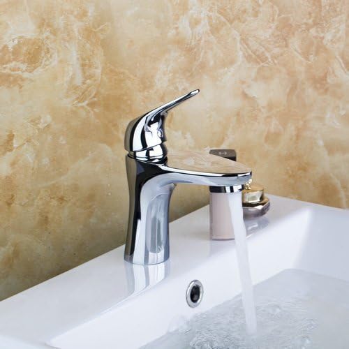 Lcoaung Soild Brass Single Hole Newbathroom Chrome Deck Mounted 9900/1 Single Handle Sink Vessel Faucet,Mixer Tap,Chrome,White