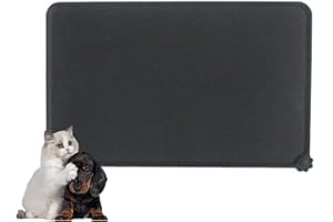 ARTGHJL Alfombra de Alimentación para Mascotas, Alfombrilla para Comedero de Mascota, Alfombrilla de Silicona, Estera Comida y Agua Antideslizante Impermeable Tapetes para Comer para Mascota, Negro, 48 x 30cm