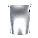 Produktbild New Power Wäschekörbe Faltbar,Groß Öko Leinen Dreckige Kleidung Stand Vorratsbehälter,Wasserdicht Innenseite Kordelzug Kleidung Behälter-L/H50 x W40 cm(65L),Blau Schmaler Streifen.
