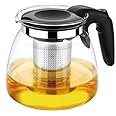 FOMQUAZLI Glass Teapot With Stainless Steel Removable Infuser and Lid, Tea Kettle for Blooming and Loose Leaf Tea, 1 Liter