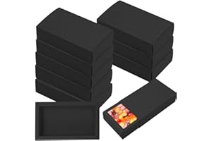 LANSKYLAN 18 Pcs Coffret Cadeau Carton 15*8*4 cm, Boîte Carton Coulissante, Boîte Kraft Rectangulaire avec Couvercle, Boîte Carton Tiroir Plate, Coffret Cadeau Kraft, pour Bijoux Bonbon Fête, Noir