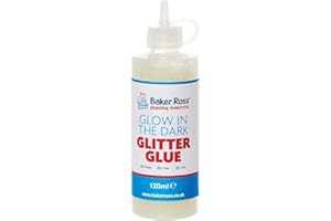 Baker Ross FX132 Glow in the Dark Glitter Glue - 1 Bottle 120ml, Glue for Kids Crafts, Paper, Card, Art Projects liquid Sparkle Adhesive