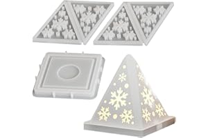 Junhui Silikonformen Gießformen Häuser, Silikonform Weihnachten, 3D Schneeflocken Kerzenhalter Silikonform, DIY Haus Gießform Haus Gips Zum Gießen Giessformen