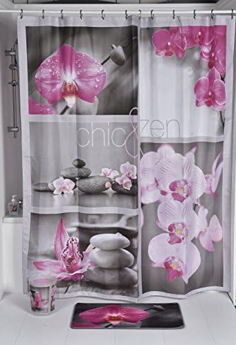 Tendance Chic and Zen Shower Curtain, 180 X 200 cm, Polyester, Multi-Colour, 200 x 30 x 180 cm