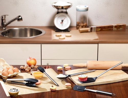 Rosenstein & Söhne Silikon-Teigschaber mit Edelstahlgriff - 2