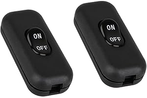 Helunsi Inline Switch 2 Pcs, Black Lamp Cord Button Torpedo Switch, Rated 6A 250V ON OFF Electrical Wire Appliance Rocker Switches, Repair Replacement Control Power Cable Plug Desk Table Light Parts