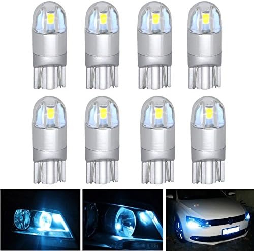 AREOUT 8 Pack Car Styling T10 LED Light bulbs W5W 3030 2SMD 168 194 Auto Lamps Interior Lights (White)