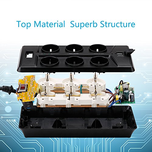 BESTEK 6 Fach schaltbare Steckdosenleiste mit USB(Smart IC), Steckerleiste Wandmontage hat 1500J Überspannungsschutz, 90 Grad gedreht, großer Buchsenabstand, Schwarz - 8