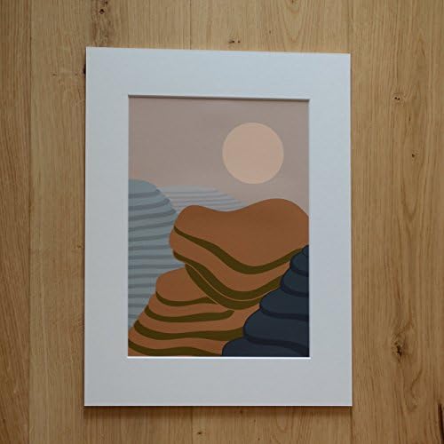 Terraced fields - Minimalist art print, large art, mid century, retro art, retro print, modern wall art, modern print, landscape print, landscape art, print with mount, A5, A4