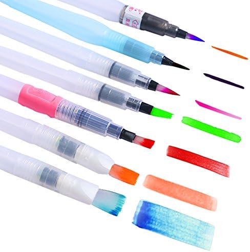 nouvelife Set of 7Â Flat Brushes Travel Water Pool Brush Watercolour Paint Brush 3Â Brush Set for Watercolour Brush 4Â Over Water Perfect for Watercolour Calligraphy