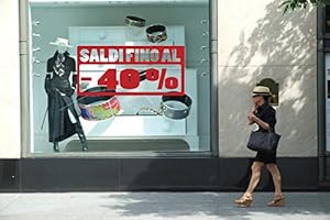 Adesivo4You Vetrofania Adesiva Saldi - 20% -30% -40% -50% -60% per Negozi Sconto Saldi Scritta per Decorare la vetrina Adesiva Dimensione 100x50 cm (40% Rosso)