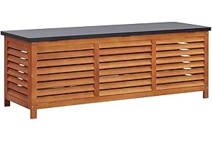 vidaXL Eucalyptus Solide Boîte de Rangement de Jardin Coffre de Stockage Boîte de Stockage Coffre de Rangement Extérieur 150x50x55 cm