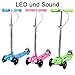 Produktbild FunTomia LED Kinderroller Scooter Roller Cruiser Kick Jump Cityroller in 3 Farben und klappbar mit LED und Sound (grün)