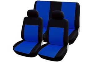 Rebeca Shop® Housses de siège universelles pour voiture, kit avant et arrière, différentes couleurs, douces, confortables, respirantes, protection pour sièges de voiture, bleu royal, noir