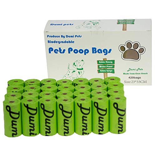 Dumi Bolsas para Caca de Perro, 420 Unidades, Bolsas de residuos para Perros, respetuosas con el Medio Ambiente y biodegradables, a Prueba de Fugas, extragrandes Gruesas y Fuertes (Verde)