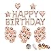 Produktbild Geburtstags Dekoration/Dorical Rose Gold Happy Birthday Girlande Folienballons 36 Ballons 15 Rosegold Konfetti Luftballons & 4 Herz und Stern Folie Ballons für Frauen, Kinder Baby Mädchen Party