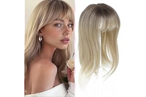 Nexyshe Hair Topper 18 Inch Hair Toppers for Thinning hair Natural Straight Hairpieces with Bangs Fakehair for Ladies with 4''X5'' Base Size