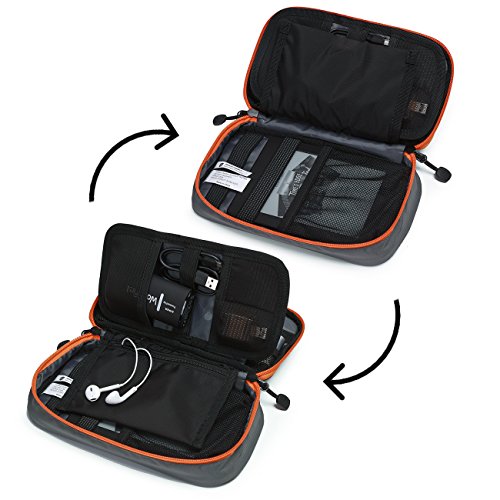 BAGSMART Kompakte Eletronik Kabeltasche Doppelte Fächer für USB Sticks, Kabel, Speicherkarte Grau - 2