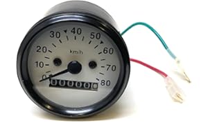 STREETPARTS24 Tacho 60 mm weiß bis 80 km/h mit Beleuchtung passend für Hercules Prima 2–5, Simson S50 S51 S53 S70 – Tachometer Mofa Moped Mokick – weißes Ziffernblatt, Ø 60 mm