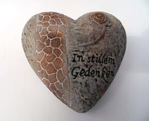 Grabschmuck Deko Herz aus Keramik mit Inschrift "In stillem Gedenken