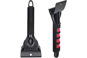 ESTOVE 2 Pcs Vehicle Ice Scraper for Car Snow Frost Ice Removal Tool for Cars and Small Trucks Windshield with Foam Handle-Scratch Free, black