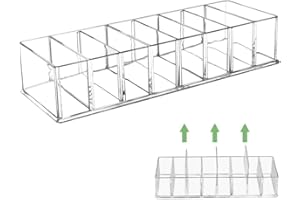 wynott Detachable Makeup Organiser 8 Compartments Clear Acrylic Compact Holder Cosmetic Storage Tray Drawer Organizers Case Eyeshadow Palette Holder for Lipstick Powder Blush Highlight Nail Polish