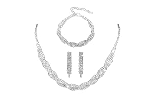 Clataly Crystal Bridal Jewelry Sets for Women Bridal Necklace Earrings Bracelet Set Wedding Bridal Bridesmaid Gifts