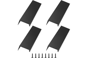 KLYNGTSK 4 Stück Versteckter Türgriff Schrankgriffe Unsichtbare Möbelgriffe Moderne Küchengriffe Aluminium Schubladengriff Schwarz Versteckter Griffe für Kleiderschrank Tür Schubladen