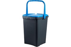 Ecoplast | Pattumiera per Raccolta Differenziata 50 Lt, Bidone Spazzatura in Plastica Riciclata, Blu, 43x41x54,4, Made in Italy