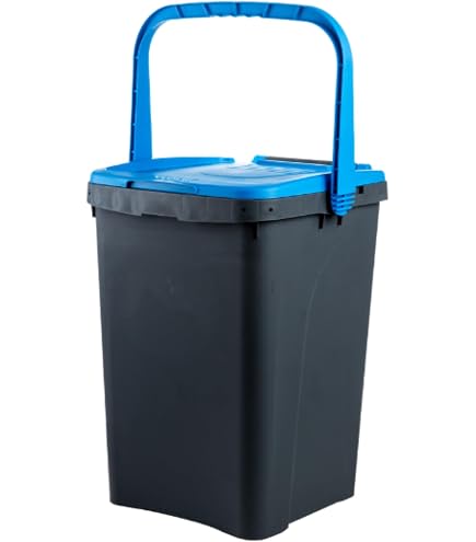 Set Di 2 Bidoni Per Raccolta Differenziata Da 50 Litri - Plastica Blu Con Coperchio, Per Casa, Ufficio E Giardino