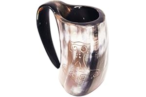 CRAFT CREATOR Taza pulida de la Mano de Thor grabada a mano XL: taza de 15 cm (6 pulg.) elaborada a mano de estilo de Juego de Tronos. Taza vikinga para utilizar como jarra de cerveza o vino de 0,8 l (28 onzas)