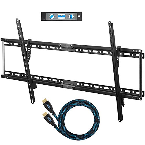 Cheetah Mounts APTMLB Soporte de Pared para Televisores y Pantallas Grandes LED, LCD y Plasma TV de 32-65" (80cm a 165cm) Fijo y Inclinable (distancia de la pared: 3.8cm) Max VESA 800x400 Máximo 75kg, con un Twisted Veins (3m) Resistente Cable HDMI con Ethernet y un Nivel Magnético con 3 Burbujas de 15cm