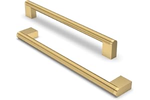 FURNIWARE Uchwyty meblowe, 10 sztuk, 224 mm, odstęp między otworami ze stali nierdzewnej, uchwyty meblowe, do szafy, kuchni, gabinetu, do drzwi łazienkowych, szafy na ubrania (mosiądz)