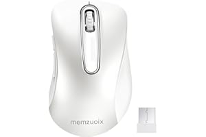 memzuoix 2.4G Wireless Mouse, 1400 DPI Mobile Optical Cordless with USB Receiver, Portable Computer Mice Wireless Mouse for Laptop, PC, Desktop, MacBook, 5 Buttons (White)