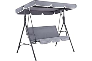 CREATCABIN Patio Swing Canopy Replacement Cover Outdoor 3 Seater Porch Swing Seat Chair Canopy Top Cover 210D Oxford Cloth Waterproof UV Protection for Garden Hammock Top Furniture Covers Gray 98x73in
