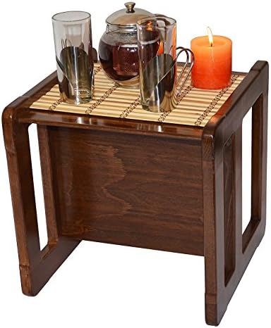 3 in 1 Adults Multifunctional Small Coffee Table One Piece or Children's Table or Chair Beech Wood, Dark Stained