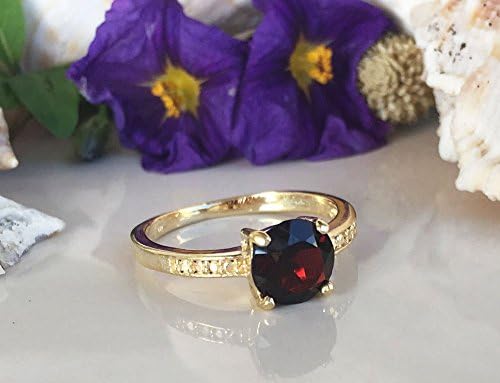 Mozambique Garnet Ring - Genuine Gemstone - January Birthstone - Stacking Ring - Gold Ring - Prong Ring