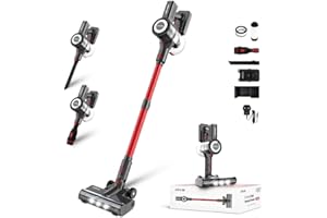 Diyuto Aspirapolvere Senza Fili,Aspirapolvere Potente 33kPa,60 Mins di Autonomia,7 * 2600mAh Batteria Staccabile & Staffa Ricaricabile a Parete,Aspirapolvere leggero e Ideale