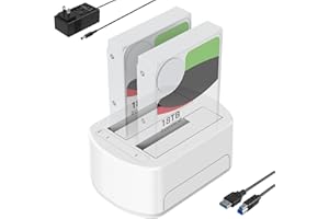 ISHEEP Dual Bay USB 3.0 to SATA External Hard Drive Docking Station for 2.5 3.5 Inch SATA I/II/III HDD SSD, Support UASP SATA Disk Up to 36 (2 * 18) TB. K3062A