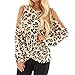Produktbild Frauen Reizvolle Leopard Druck Bluse LSAltd Frauen kalte Schulter Oberseiten T-Shirt beiläufige Lange Hülsen Oberseiten asymetrische Hem Bluse