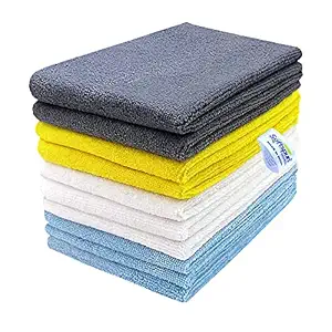 SOFTSPUN Microfiber Cleaning Cloths, 10 pcs 30x35ms 280GSM Multi-Color Highly Absorbent, Lint and Streak Free, Multi - Purpose Wash Cloth for Kitchen, Car, Window, Stainless Steel