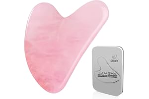 GUKOY Gua Sha kamienie do twarzy z jadeitu w kształcie serca, Guasha Board, narzędzie do masażu twarzy, oczu, szyi, do pielęgnacji skóry (różowe)